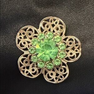 Green Crystal Flower Brooch - Women's Jewelry